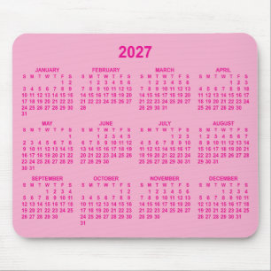 Lichtroze en hete roze 2027 kalender muismat