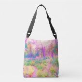 Lichtroze en koraaltuin crossbody tas (Voorkant)