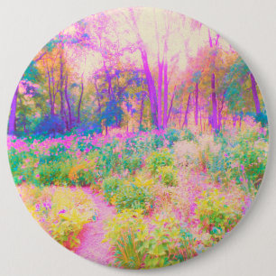 Lichtroze en koraaltuin ronde button 6,0 cm