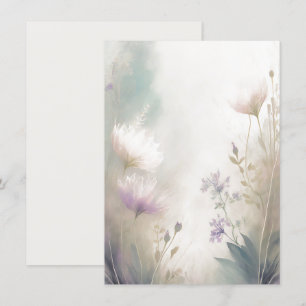 Lichtroze en paarse bloemenblanco bruiloft kaart