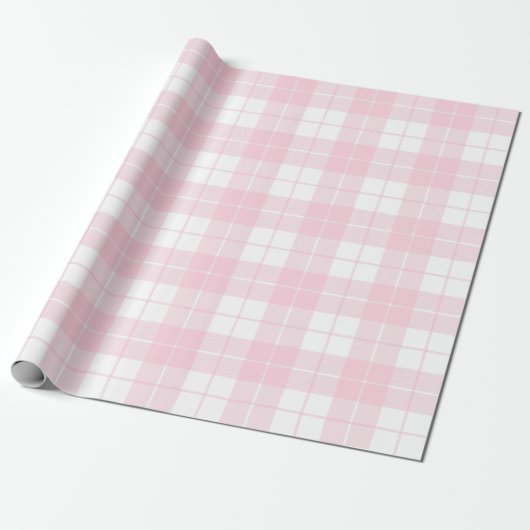 Lichtroze en wit geplakt patroon |Groot | Cadeaupapier (Uitgerold)