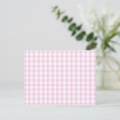 lichtroze en wit gingham patroon preppy girly briefkaart (Staand voorkant)