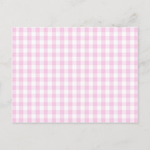 lichtroze en wit gingham patroon preppy girly briefkaart