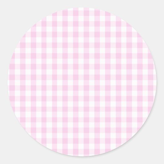lichtroze en wit gingham patroon preppy girly ronde sticker (Voorkant)