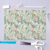 Lichtroze en witte bloemen Glas in lood Effect Tissuepapier (Craft)