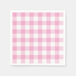 Lichtroze en witte Buffalo geruite gingham Servet