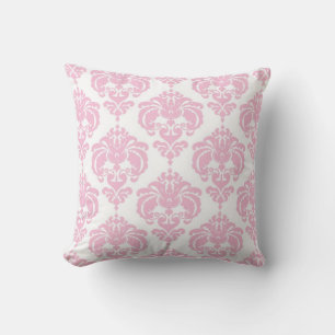 Lichtroze en witte damast moderne elegante patroon kussen