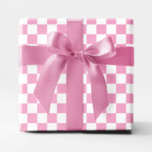 Lichtroze en Witte Geruite Cadeaupapier