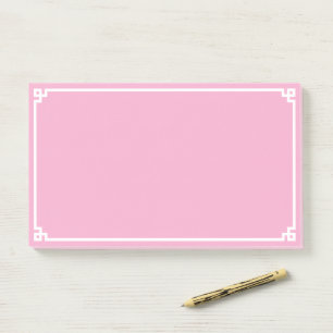Lichtroze en witte Griekse sleutel sierrand Post-it® Notes