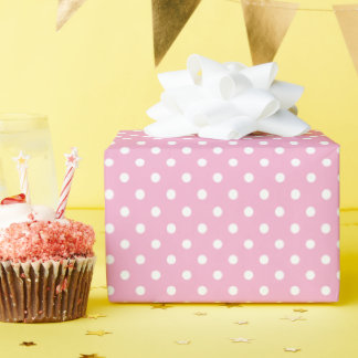 Lichtroze en witte polka stippen cadeaupapier
