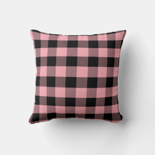 Lichtroze en zwarte Buffalo Plaid Kussen