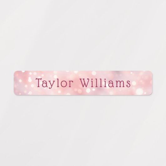 Lichtroze etherische bokeh waterdichte naam labels (Design 1)
