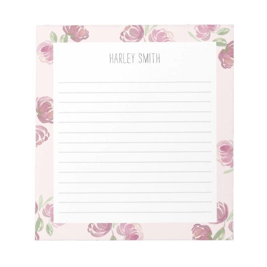 Lichtroze, Floral-Lijnse Blocnote (Voorkant)