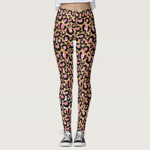 Lichtroze Folie & goudglam Glitter Lopard Spots Leggings