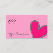 Lichtroze geweldige hartfunctie met Logo Visitekaartje (Voorkant)
