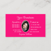 Lichtroze geweldige hartslag met monogram en foto' visitekaartje (Achterkant)