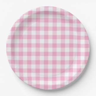 Lichtroze Gingham-controle Papieren Bordje