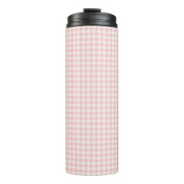 Lichtroze Gingham Patroon Thermische Tumbler Thermosbeker
