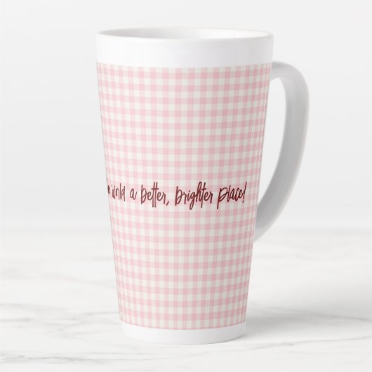 Lichtroze Gingham Pattern Latte Mok (Rechterhoek)