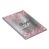 Lichtroze Glitter Metallic Silver Fancy Monogram Notitieboek (Rechterzijde)