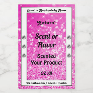 Lichtroze Glitter Sterren Productlabels Voedselcontainer Etiket