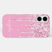 Lichtroze glitterdruppels glamssignatuur Case-Mate iPhone case (Achterkant (horizontaal))