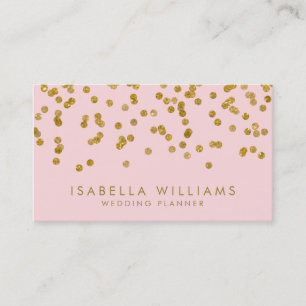 Lichtroze & Gouden Folie Confetti Visitekaartje