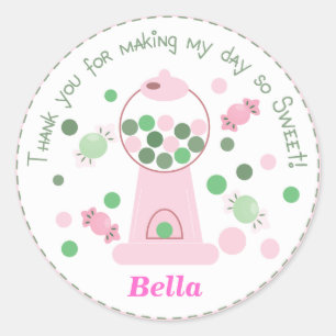 Lichtroze grillige Gumball Party Sticker