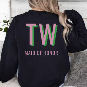 Lichtroze + groene Monogram Trouwfeest Trui