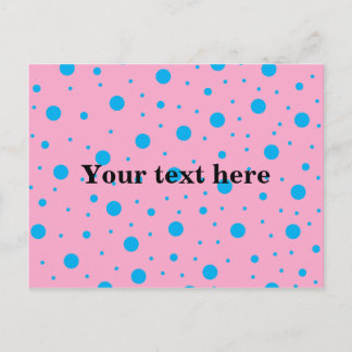 Lichtroze hemelblauw klein en grote polka stippen briefkaart