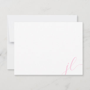 Lichtroze kalligrafie script twee initialen notitiekaartje