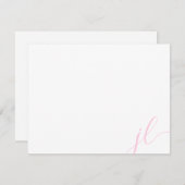 Lichtroze kalligrafiescript Twee Initialen Notitiekaartje (Voorkant / Achterkant)