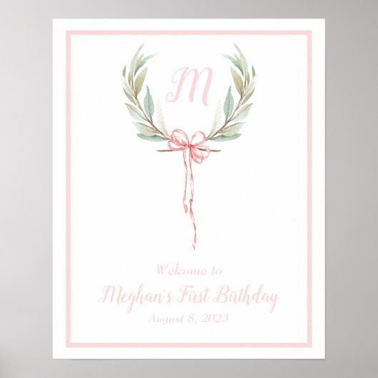 Lichtroze Klassic Laurel Crest Welkom Poster (Voorkant)