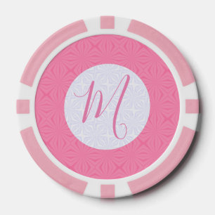 Lichtroze kronkelige vierkanten gepersonaliseerde poker chips
