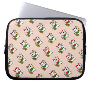 Lichtroze Lucky Cat Pattern Laptop Sleeve
