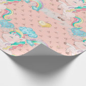 Lichtroze Magische Unicorn Patroon Cadeaupapier (Hoek)