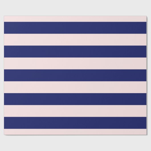 Lichtroze, marineblauw XL Stripes Patroon V Cadeaupapier (Vlak)