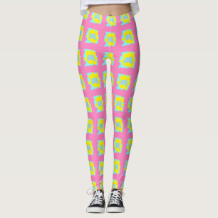 Lichtroze met citroen en blauwe dames schattig leggings