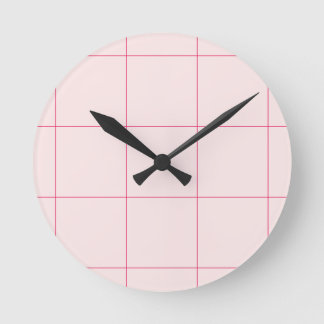 Lichtroze Minimalistische Raster Wandklok Ronde Klok