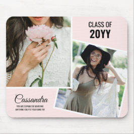 Lichtroze minimalistische twee foto Afstuderen Muismat