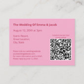 Lichtroze moderne bruiloft QR code behuizing Kaart (Voorkant)