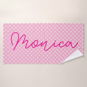 Lichtroze monotone stippen badhanddoek
