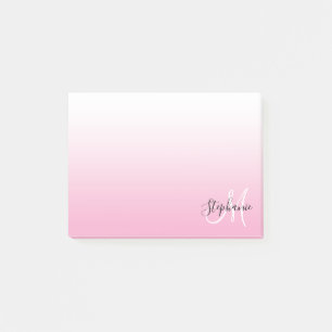 Lichtroze Ombre Elegante Monogram Post-it® Notes