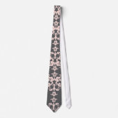 Lichtroze op Charcoal Grey Damask Pattern Stropdas (Voorkant)