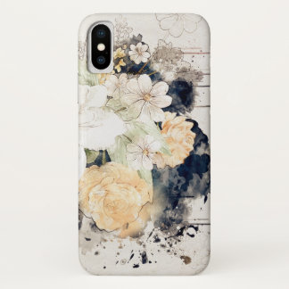 Lichtroze oranje florale blauwe waterverf splash iPhone x hoesje