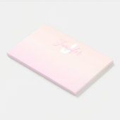 Lichtroze & perzikgradiënt Ombre Naam & Monogram Post-it® Notes (Schuin)