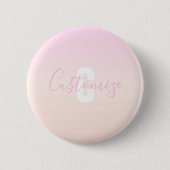 Lichtroze & perzikgradiënt Ombre Naam & Monogram Ronde Button 5,7 Cm (Voorkant)