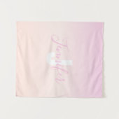 Lichtroze & perzikgradiënt Ombre Naam & Monogram Wandkleed (Voorkant (horizontaal))