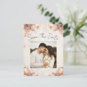 Lichtroze pioenbloemen Save the Date Aankondigingskaart (Staand voorkant)