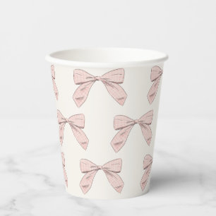 Lichtroze Plaid Bow Elegant Meisje Baby shower Papieren Bekers